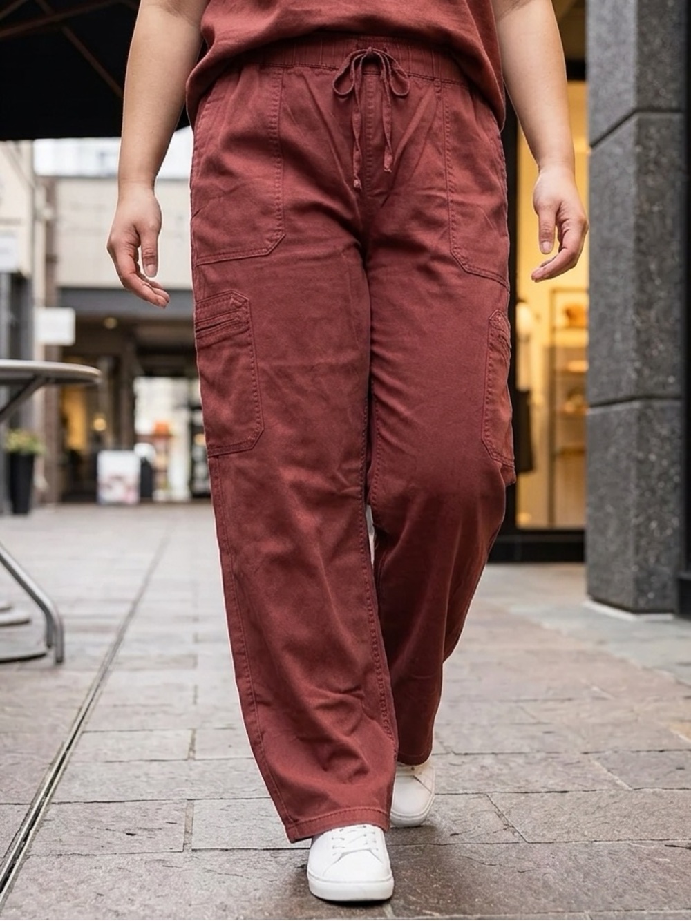 Buffalo David Bitton Women's Rust Red Cargo Jogger Pants